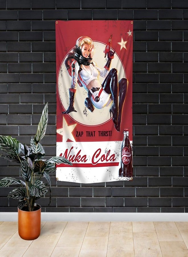 DecrPlus Nuka Tapestry Cola Girl Vintage Game Characters Decorative Banner Wall Hanging Flag (3x5ft,Vivid Color,150D Polyster) For Bar Cafe Home Garage Decor - Image 3